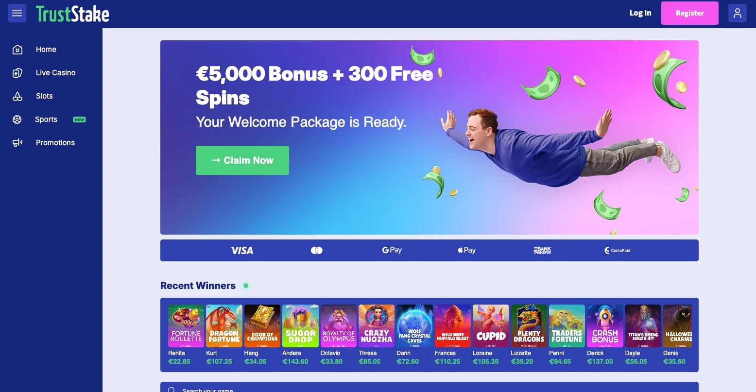 TrustStake casino screenshot